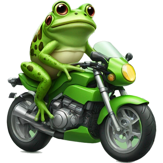 Frog with specs on motorbike emoji