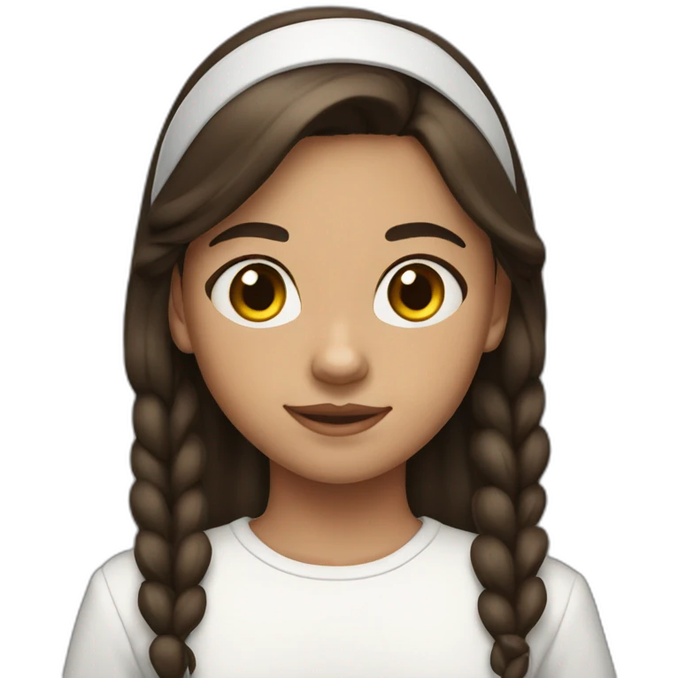 12 year old girl, with dark brown hair, with a white headband no braid emoji