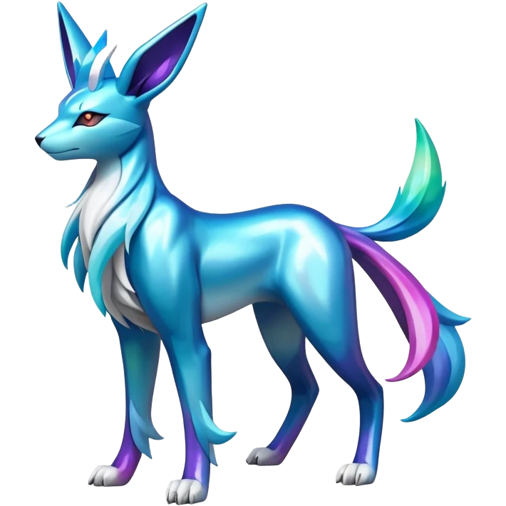 Shiny Colorful Iridescent Cobalion-Suicune-Glaceon-fakemon (full body) emoji