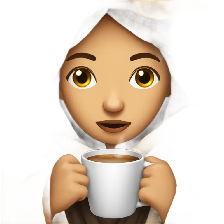girl inside a blanket sipping coffee eyes closed emoji