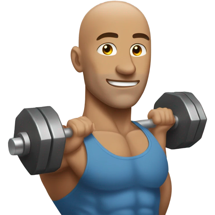 Bald man lifting heavy dumbbells  emoji