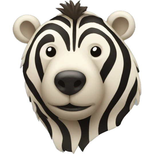 A side profile of a bear with the top half regular and the bottom half zebra emoji