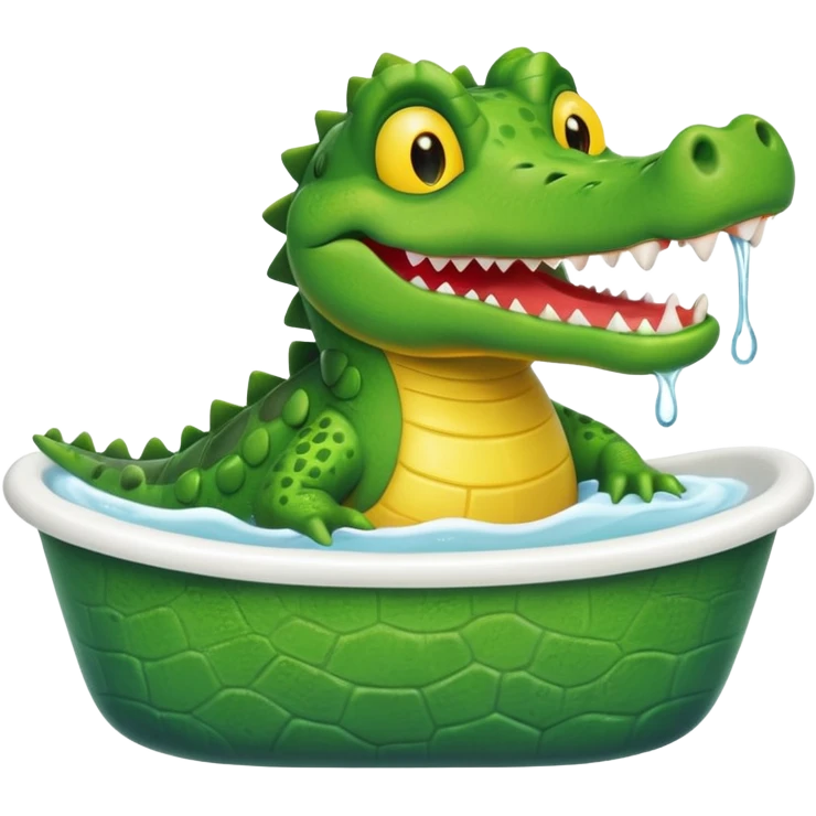 Cute crocodile is showing in the bath tub like game Where's my water emoji
