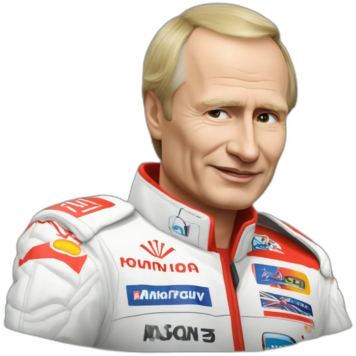 Vladimir poutine qui conduit une formule 1 emoji
