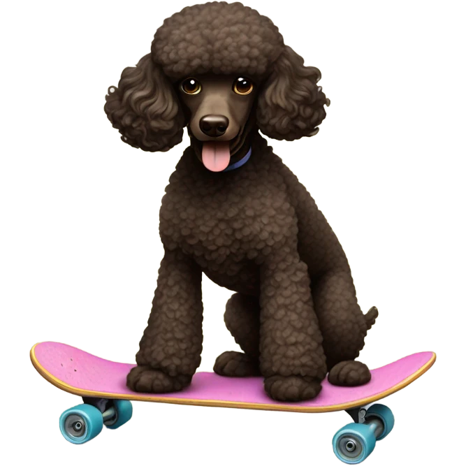 Poodle on skateboard dark brown emoji