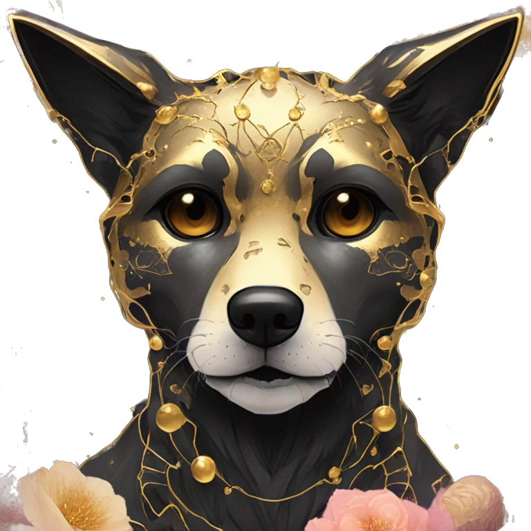 iridescent kintsugi fluffy zombie black brown gold dog fox head zombie skeleton gold mechanical nebula galaxy stars colorful flowers fairy lights vintage zombie emoji