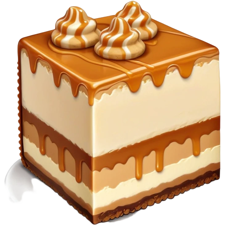 Peanut butter fudge cheesecake slice topped with caramel  emoji