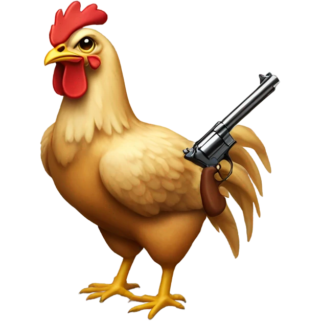 Chicken holding guns emoji