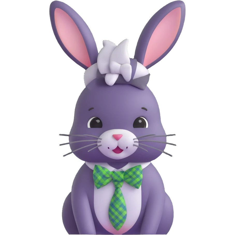cute Easter bunny with a green plaid bow tie emoji