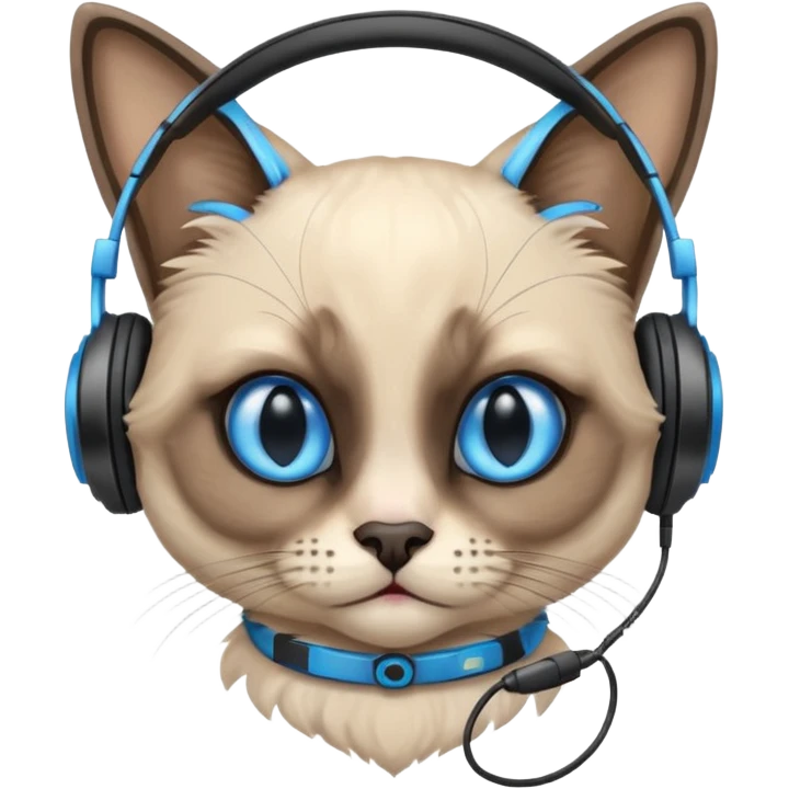 siamese cat with headphones emoji