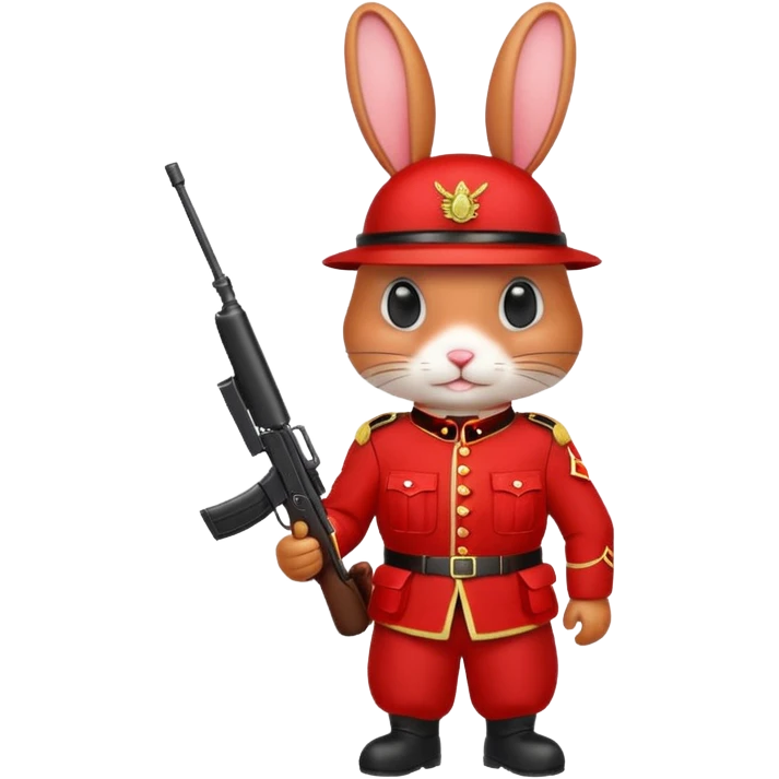 red rabbit with soldier costume emoji