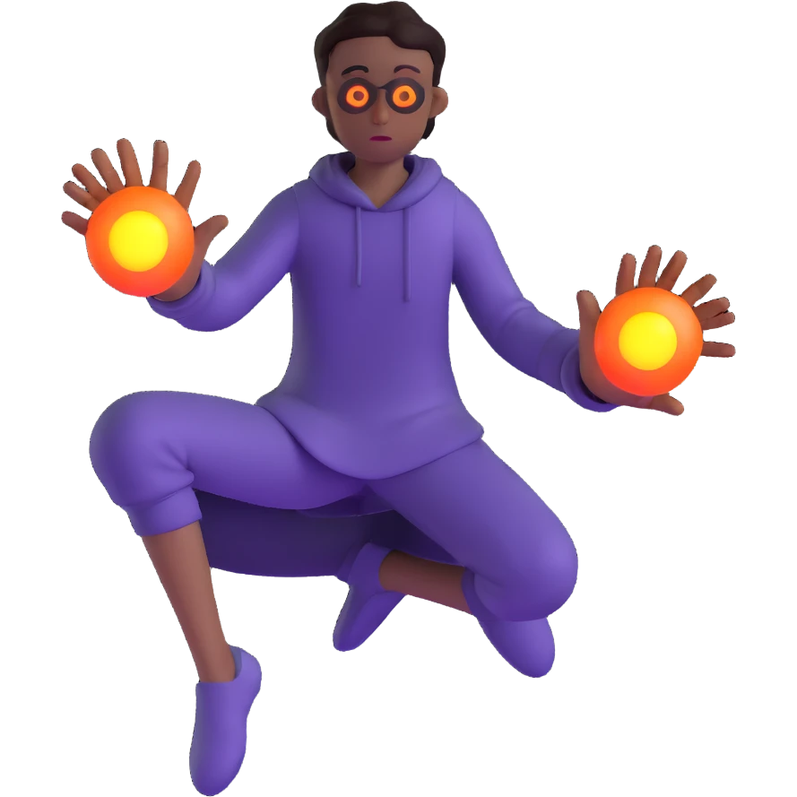 person with glowing eyes using telekinesis to levitate objects emoji