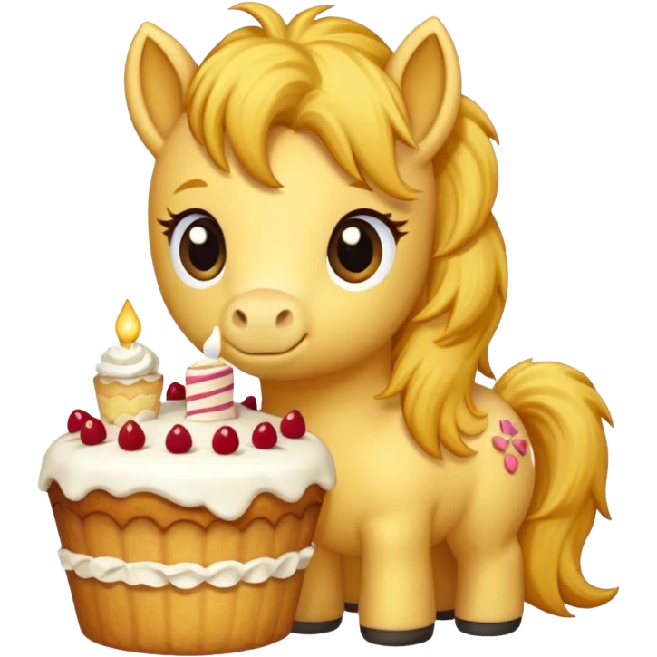 yellow pony eating cake emoji