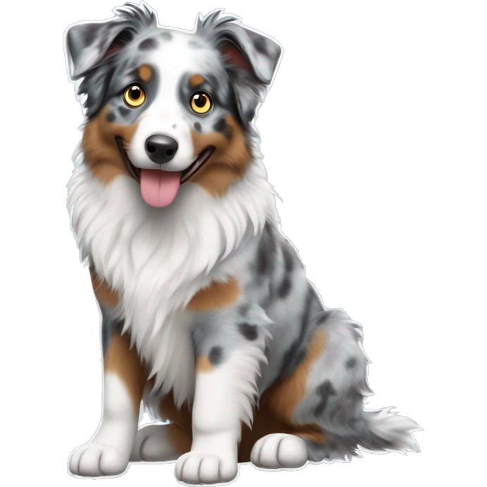 Blue Merle Mini Australian Shepherd with eyes of different color  emoji