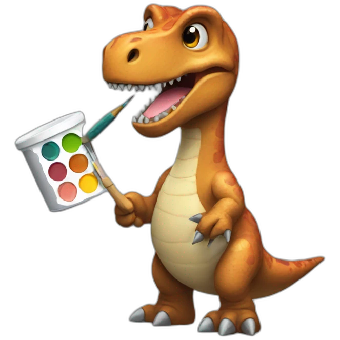 dinosaur who paints emoji