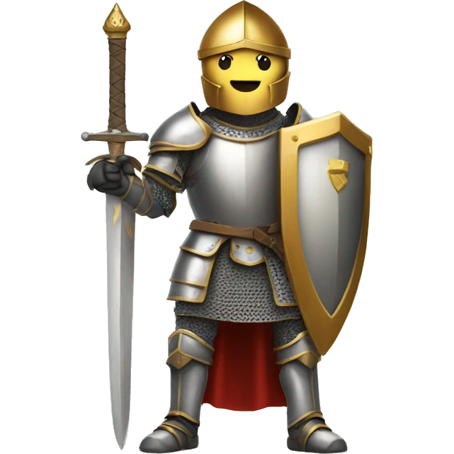 A knight with armor sheild and holding golden sword emoji