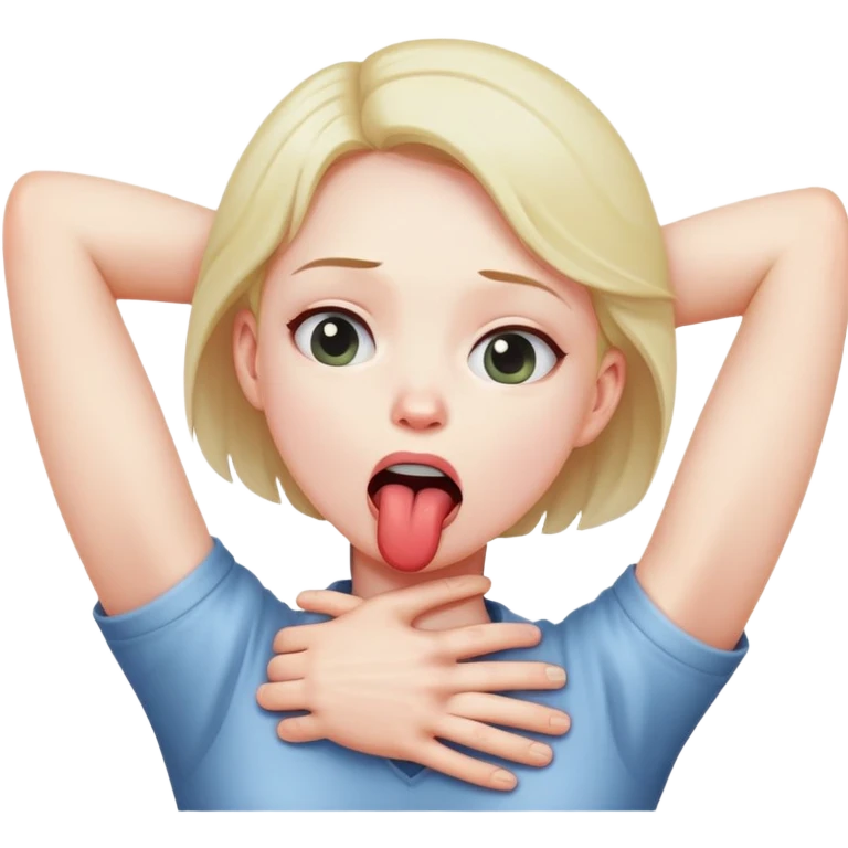 Arms Crossing holding neck in a chocking position with tounge out  emoji