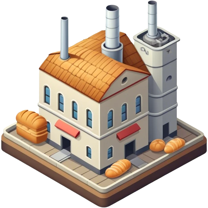 Isometric old bread factory  emoji