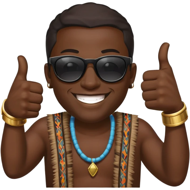 Black tribal man wearing sunglasses smiling thumbs up emoji