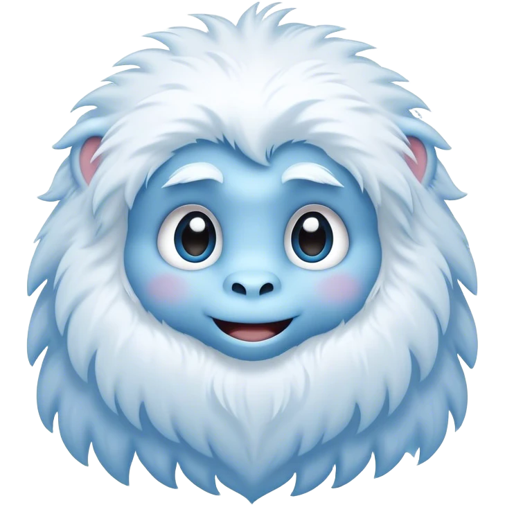 Cinematic Cute Yeti Portrait Emoji, with a charming, small, fluffy form in soft snowy whites and cool blues, featuring big, innocent eyes and a shy, gentle smile, simplified yet irresistibly endearing, highly detailed with a soft glowing outline that captures the whimsical charm of a friendly yeti ready for a cuddle! emoji