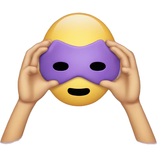 a cartoon character covering his face with both hands and covering his eyes with both hands, with a black background, Andries Stock, dau-al-set, emotional, a pastel , skin purple emoji