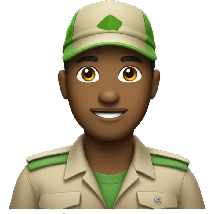 zookeeper, wearing a beige shirt and a green cap emoji