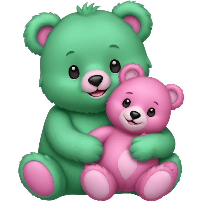 GREEN BEAR HOLDING PINK BEAR HAND EMOJI emoji