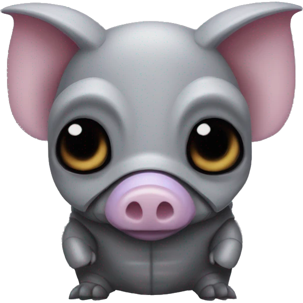 Lavender gray Pig armadillo darth Vader fanned tail feathered tail pig armadillo darth Vader face emoji