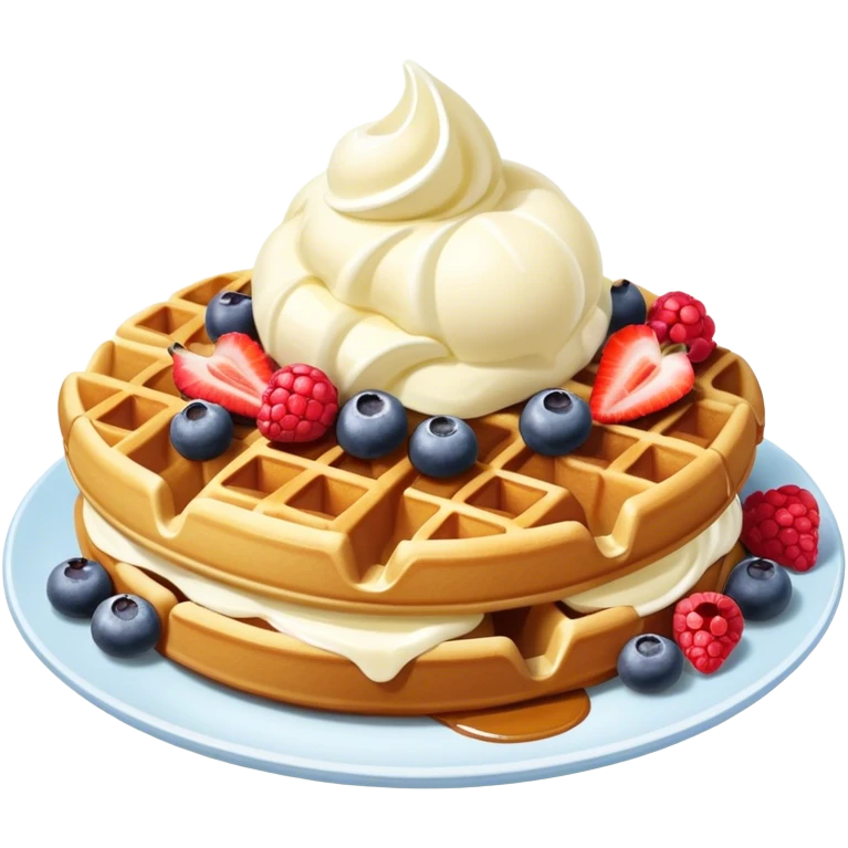 одна бельгийская вафля с мороженым и ягодами  emoji