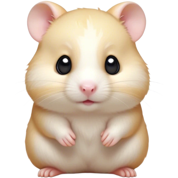 Cinematic Cute Cream Hamster Portrait Emoji, Head tilted playfully and inquisitively, featuring a silky, pristine cream fur with a gentle sheen, round, sparkling dark eyes filled with curiosity, Simplified yet irresistibly adorable features, highly detailed, glowing with a warm, friendly glow, high shine, affectionate and lively, stylized with a touch of whimsy, bright and endearing, soft glowing outline, capturing the essence of a mischievous yet loving hamster, so playful it feels like it could dash out of the screen and into your arms! emoji