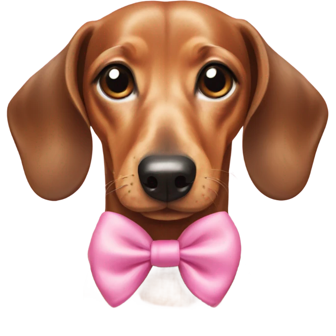 a dachshund wearing a pink bow emoji