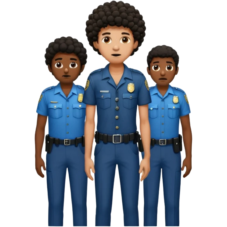 Make a dirty Indian with a short Afro that is curly hair getting arrested. Make the Indian skinny too. Give him a it support outfit not a police uniform emoji