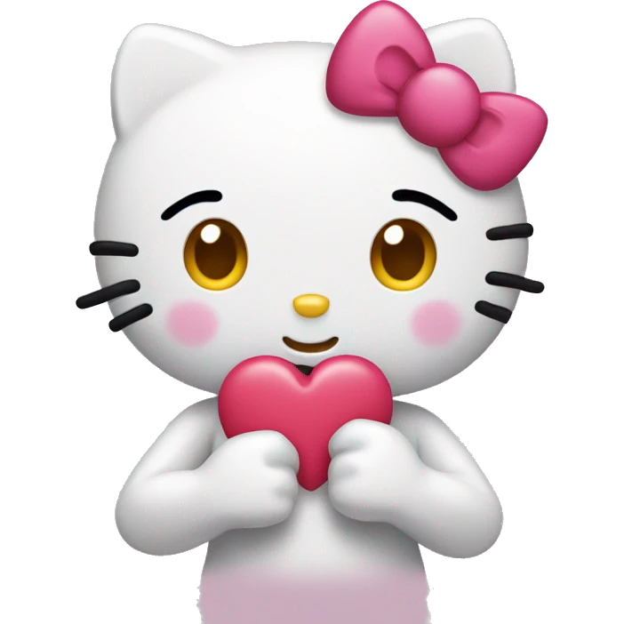Hellokitty making a heart with her hands emoji