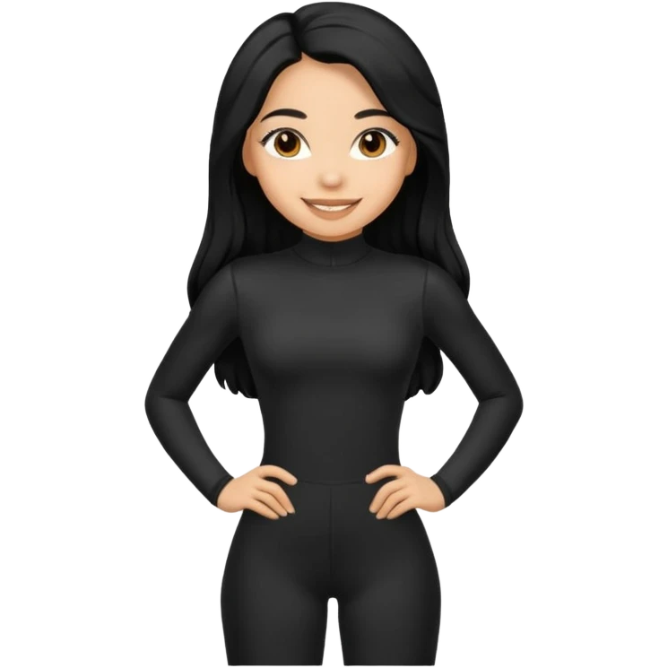 Make a lightskin Hispanic girl with long black hair. Wearing an all black tight jumpsuit  emoji