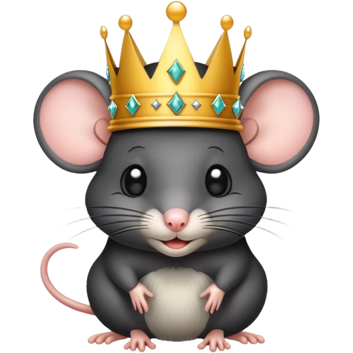 Con chuột đội vương miệng, tóc đen emoji