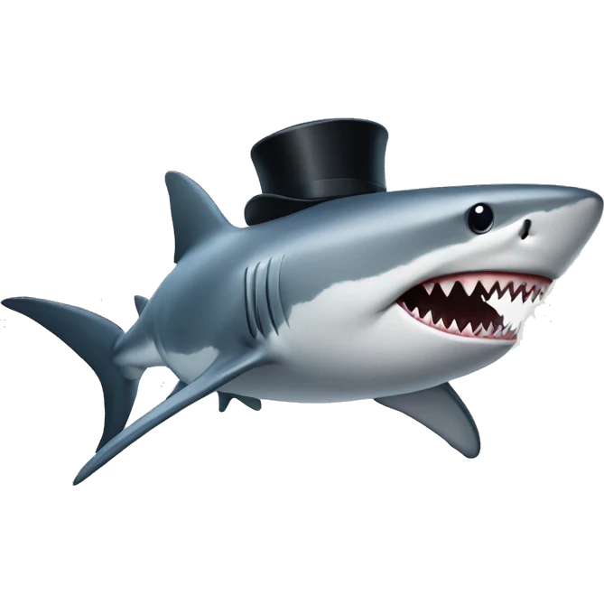 Shark with a top hat emoji