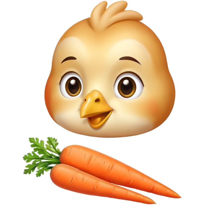 Chicken and carrots emitting a gentle golden glow that flows toward a healthy eye and smooth skin. The foods represent vitamin A sources while the eye and skin show the benefits of this nutrient, with a soft, non-creepy design. emoji