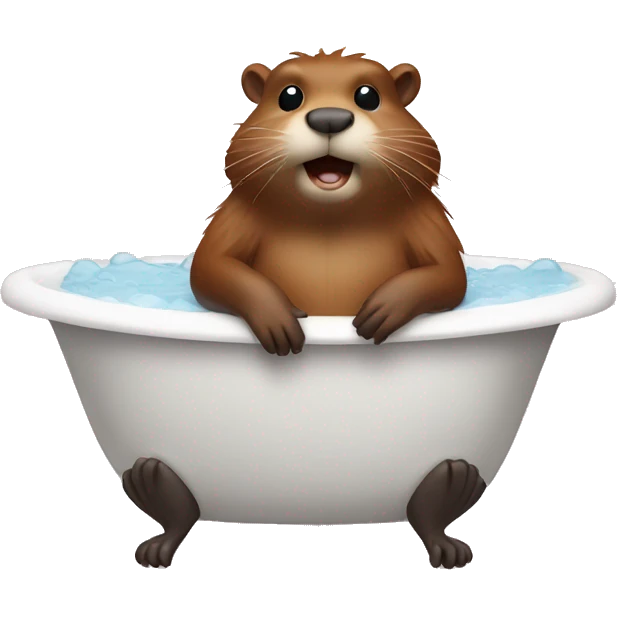 Beaver relaxing in bathtub emoji