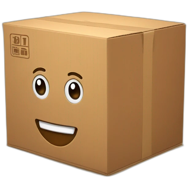 A cardboard box with 🥵 face emoji