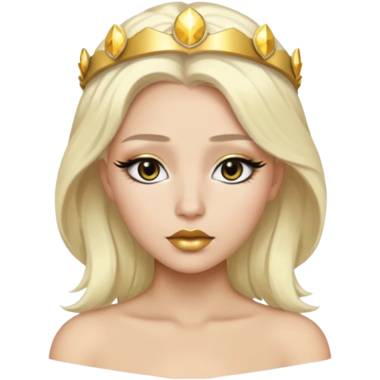Rosalia (the singer) virgin. (Use lux album cover as reference). Hais bleached halo in hair and gold lips. black hair emoji