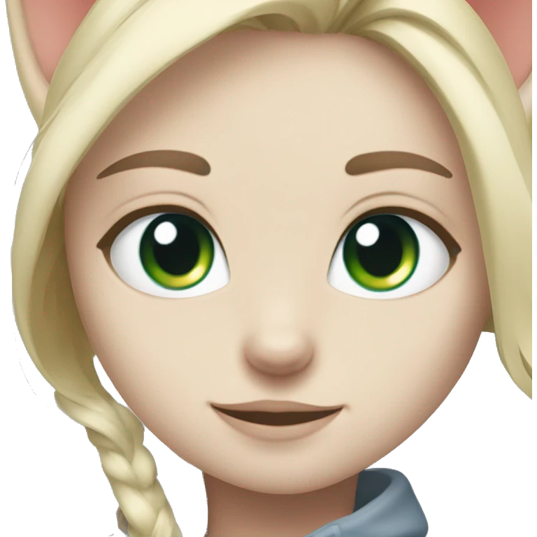 blue eyes grey kitten and green eyes blonde girl are friends emoji