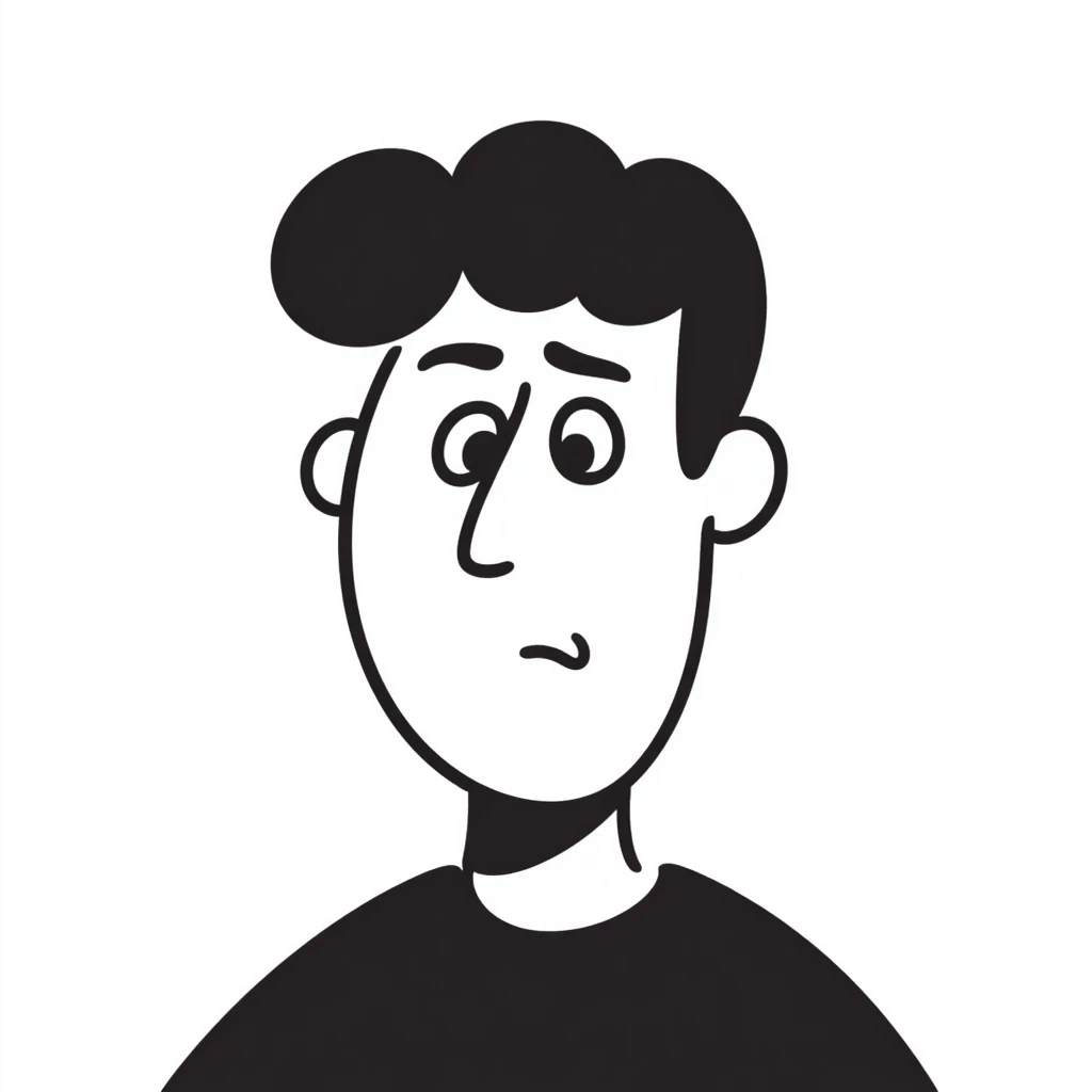 a man with a troubled look on his face, hand drawn doodle style emoji