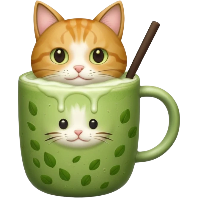 Iced matcha latte with cat emoji