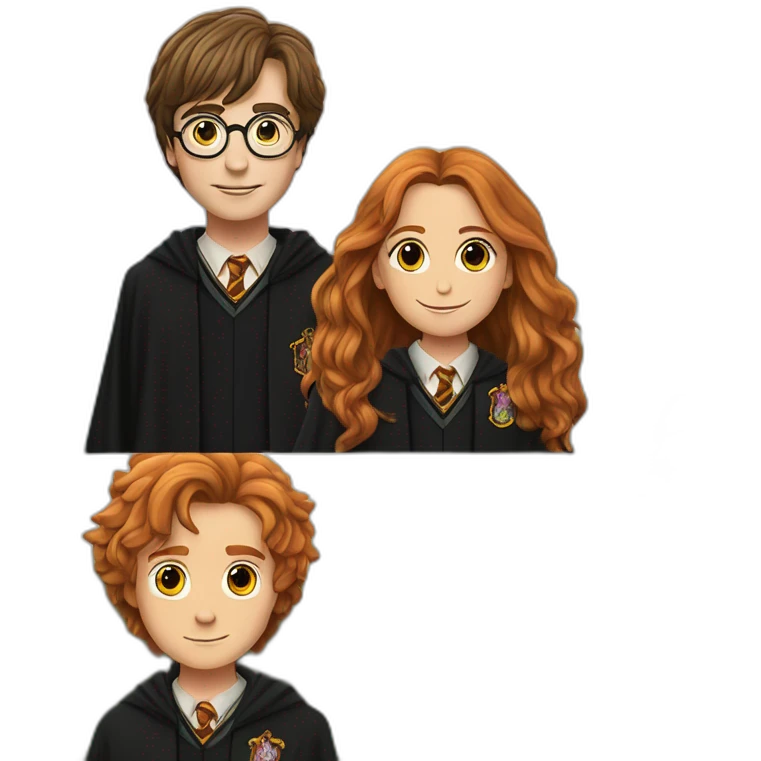 harry potter with ron weasley and hermoine granger sunset in background emoji