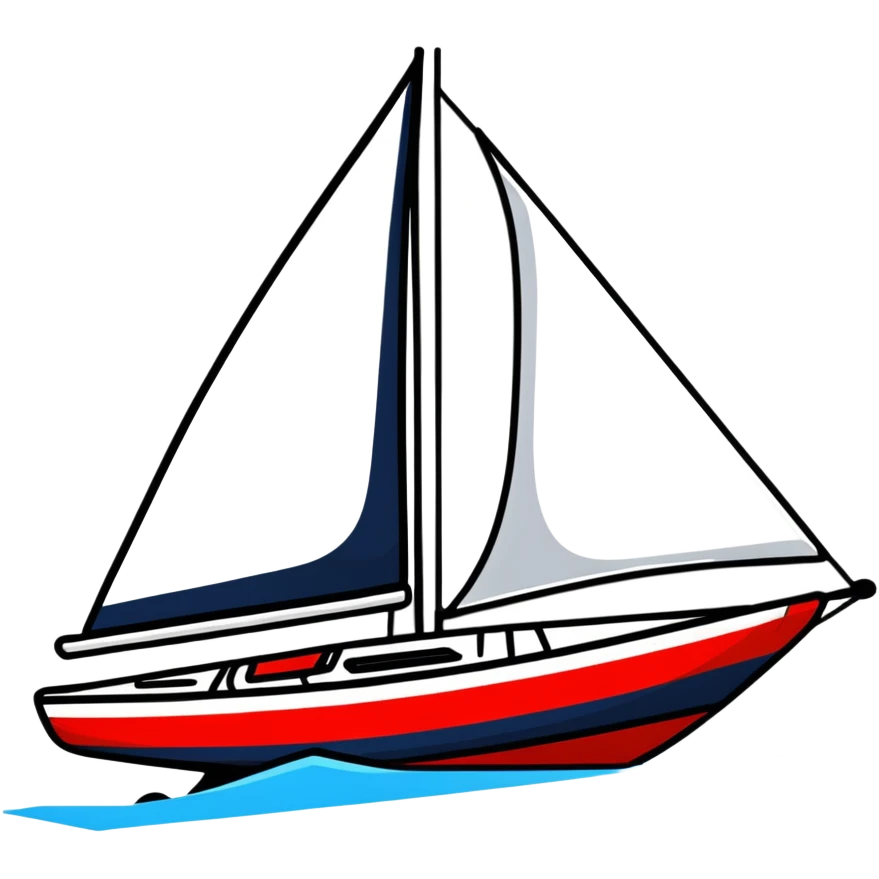 sailboat hull with rudder but no sails attached emoji