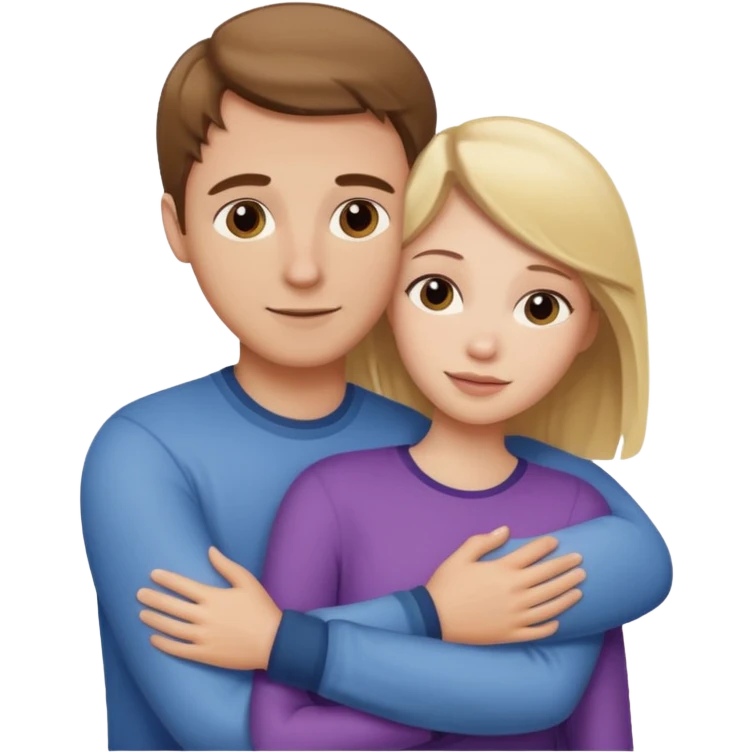 brown haired white girl hugging blonde white man emoji
