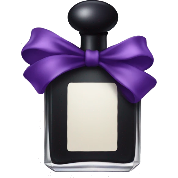 Black dainty perfume bottle with dark purple bow emoji