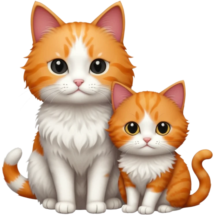 white cat and a black smaller cat and ginger short hair  emoji