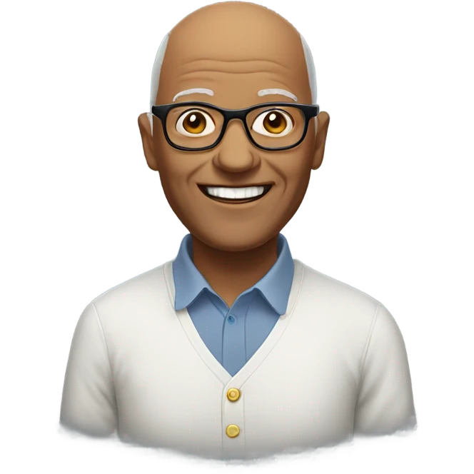 Bald man 70 years old wearing glasses and smiling  emoji