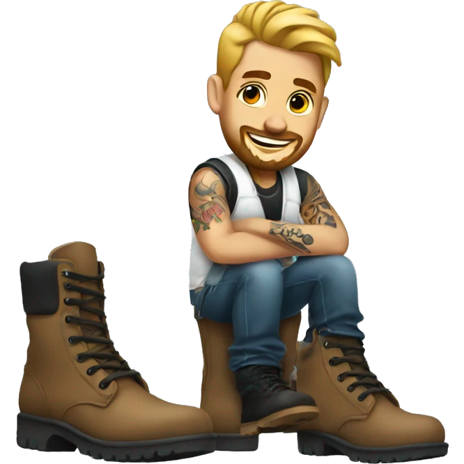 male tattoo artist with boots emoji